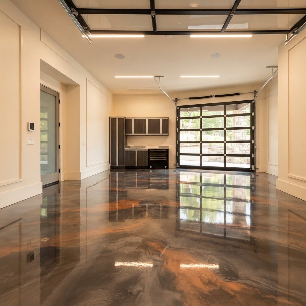 Metallic charcoal garage floor